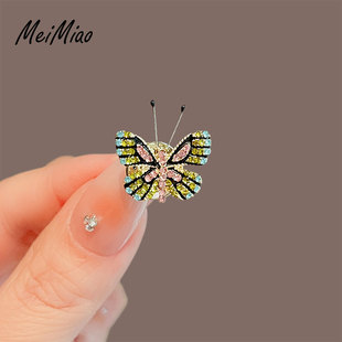 胸花配饰夏 复古高级感彩色蝴蝶胸针女高档别针领口防走光领针西装
