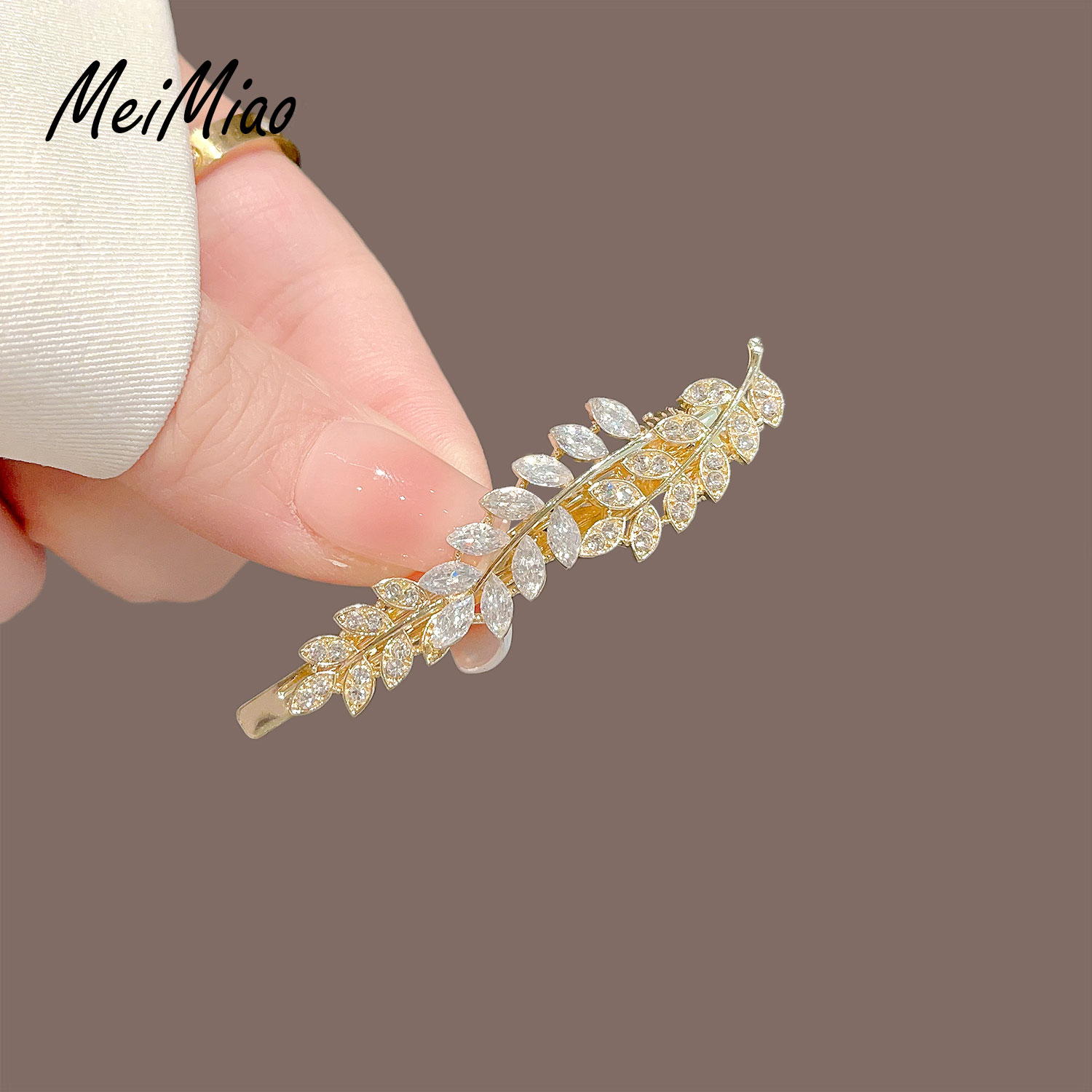 美苗~法式超仙锆石麦穗鸭嘴夹子