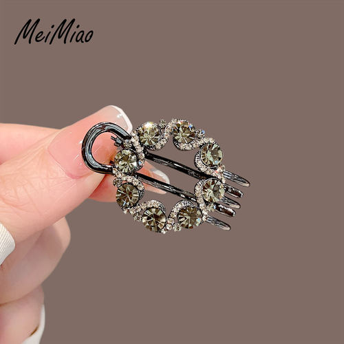 美苗~小众水钻圆形镂空发夹侧边