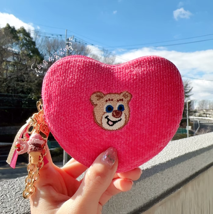 粉色爱心熊包可爱动物挂件可爱装饰毛绒玩具挂件