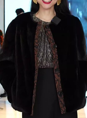 【IZUO颐着·颐路繁华】水貂香云纱两面穿皮草宝嘉美金牌黑貂