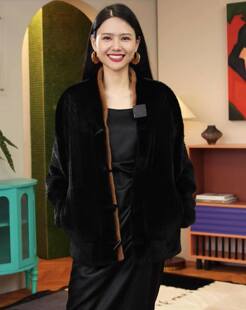 【IZUO颐着】机开工艺宝嘉美黑貂水貂结合非遗香云纱国风年轻外套