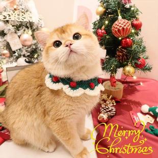 猫项圈猫咪围脖宠物口水巾猫咪饰品装扮小猫咪可爱纯手工针织围巾