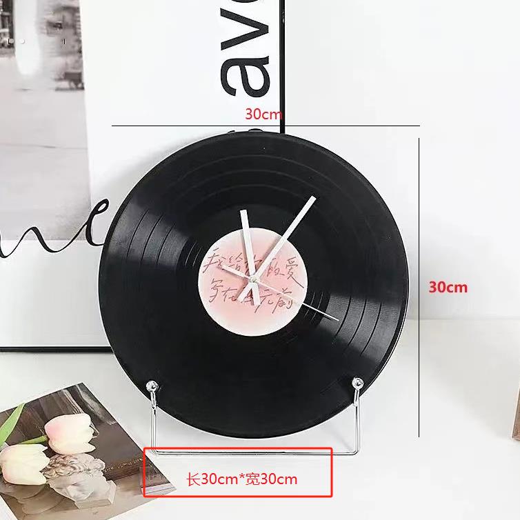 黑胶唱片摆钟高档摆件轻奢桌面钟表个性抖音新款生日礼物时尚
