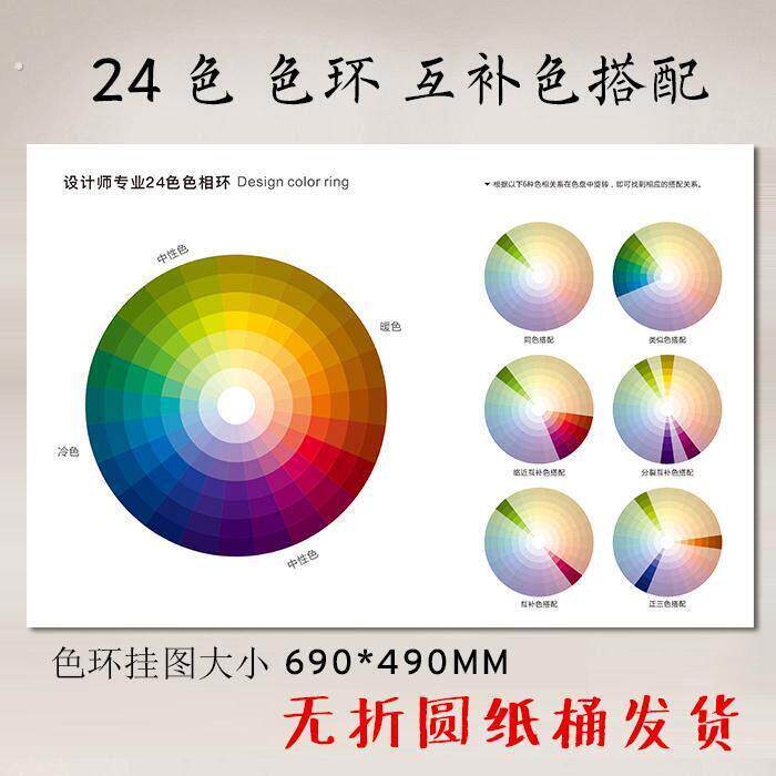 色环配色卡24色环图海报本颜色搭配色相环配色卡色相环专业挂图