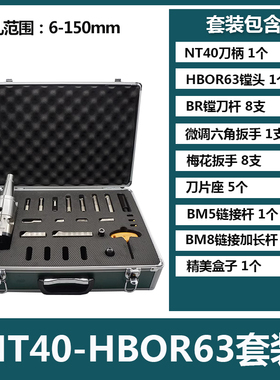 极细微调精镗刀搪孔刀精镗头HBOR25 32 40 50 63套装镗刀滑块刀片