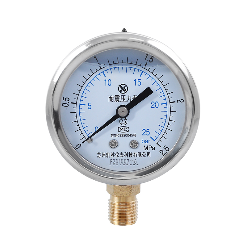 苏州轩胜仪表 YN60 2.5MPa/25bar 耐震压力表 水压气压抗震压力表