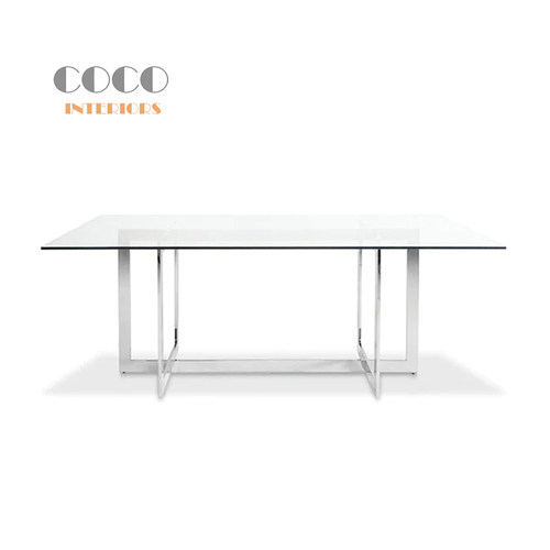 Cord dining table包豪斯钢化玻璃不锈钢餐桌洽谈现代商用办公桌