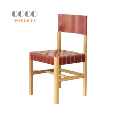 Cinch Siena Woven Bridle Leather Chair皮艺编织实木餐椅设计师