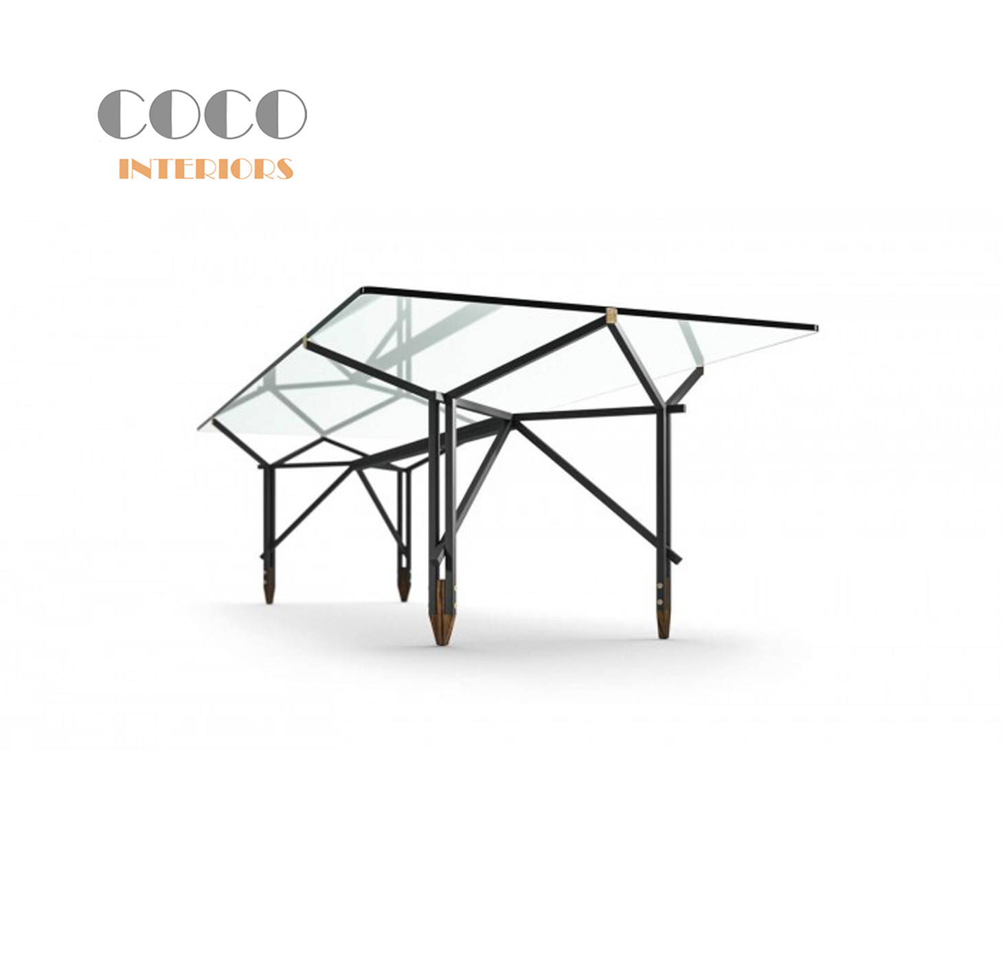 Table Olimpino Cassina包豪斯钢化玻璃餐桌洽谈现代家用饭厅办公