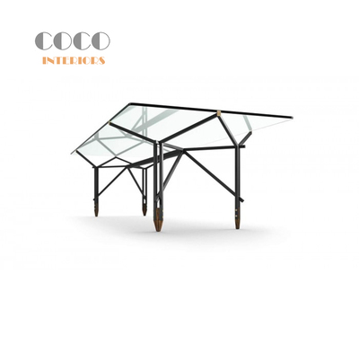 Table Olimpino Cassina包豪斯钢化玻璃餐桌洽谈现代家用饭厅办公