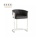 Calvin 极简餐椅设计师不锈钢毛皮吧凳 stool北欧意式 cowhide bar