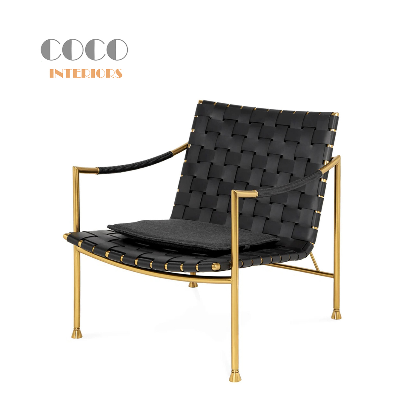 Thebes Leather Webbing lounge chair经典不锈钢皮带条编织椅