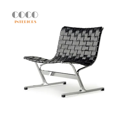 Ross Littel Luar lounge chair简约经典单椅不锈钢皮带条编织椅