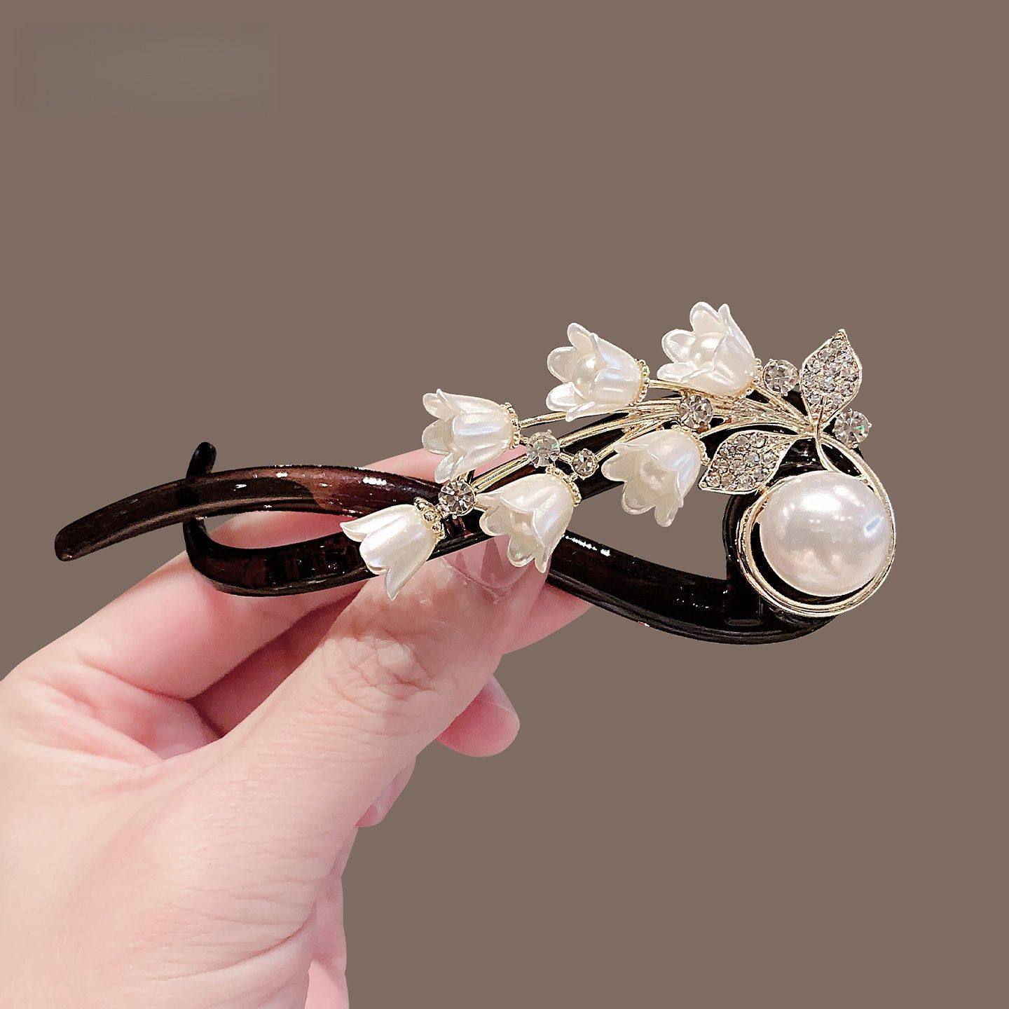 古风铃兰花发夹扭扭夹一字夹U型发簪装饰头饰头夹盘发神器批发