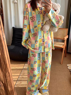 彩虹原田治睡衣女士春秋季新款长袖长裤卡通可爱ins风家居服套装