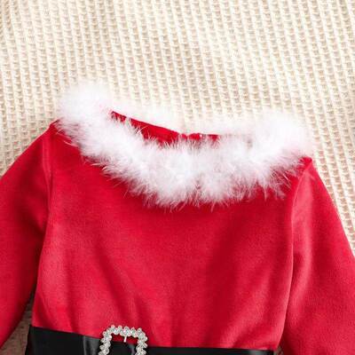 1-5Y Baby Girls Christmas Dress+Headband Outfit Toddler Girl