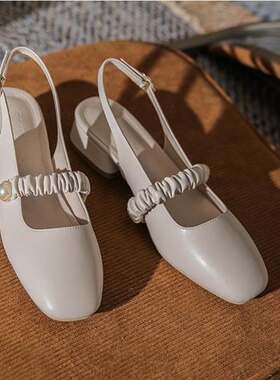 玛丽珍女鞋新款粗跟复古方头单鞋浅口Women s Retro single shoes