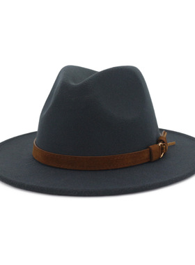 Unisex Wide Brim Felt Hats Men Women Panama Trilby Hat爵士帽