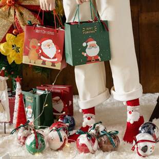 圣诞节袜子女秋冬季中筒礼盒装送男女朋友礼物居家睡眠珊瑚绒长袜