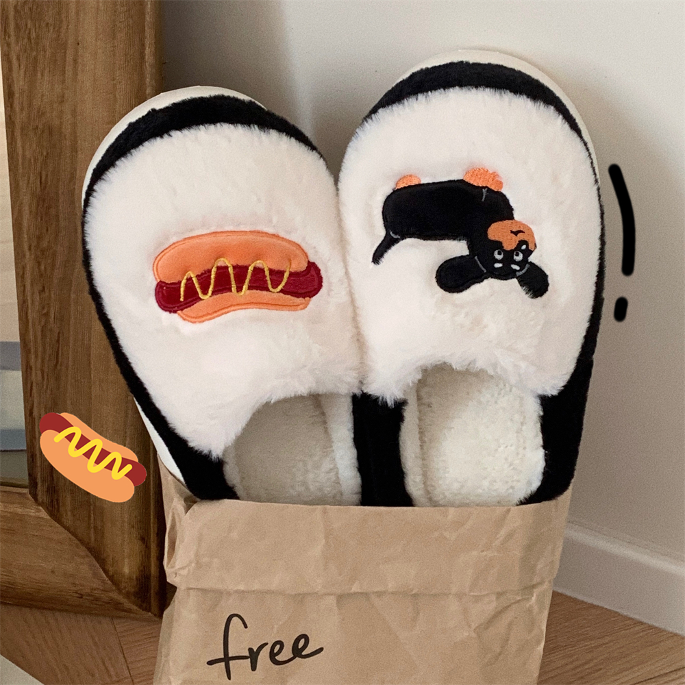 细细条情侣卡通可爱狗狗月子鞋