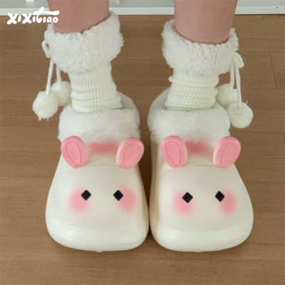 细细条棉鞋可爱小兔子防水棉拖鞋