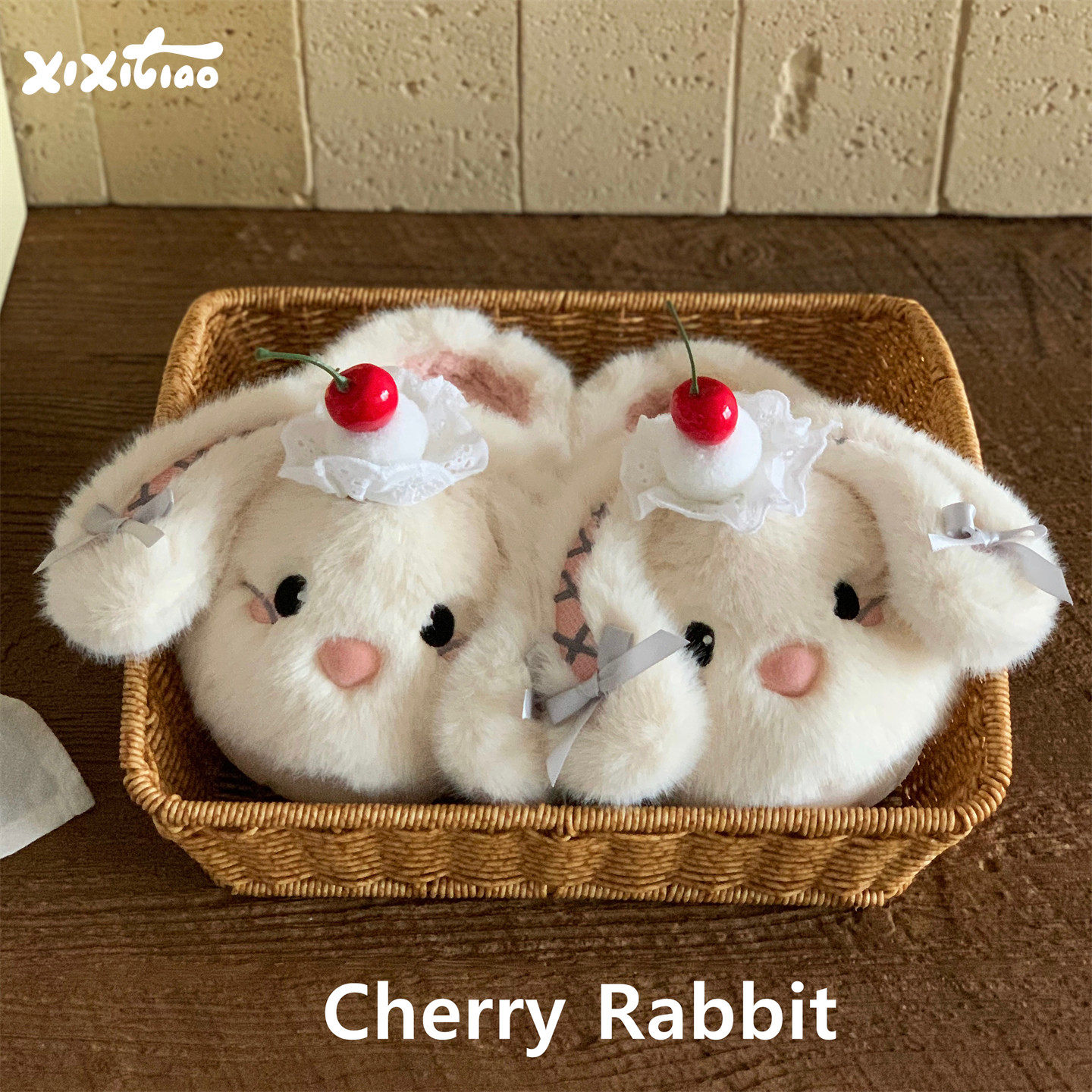 细细条 冬天家居保暖防滑毛毛鞋软底少女心甜美樱桃兔子棉拖鞋女,居家布艺,居家棉拖/棉鞋,淘宝优惠券,粉丝福利购,淘宝优惠卷