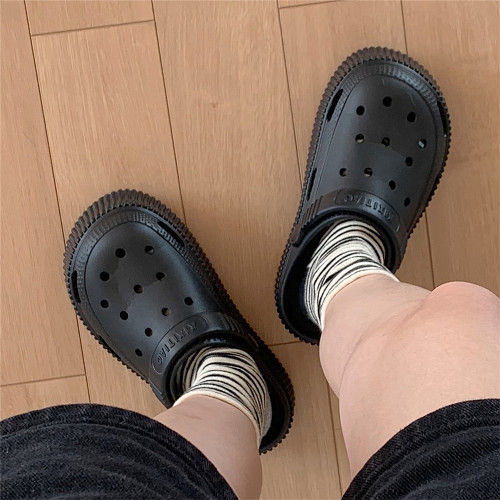 细细条女夏季厚底ins潮洞洞鞋