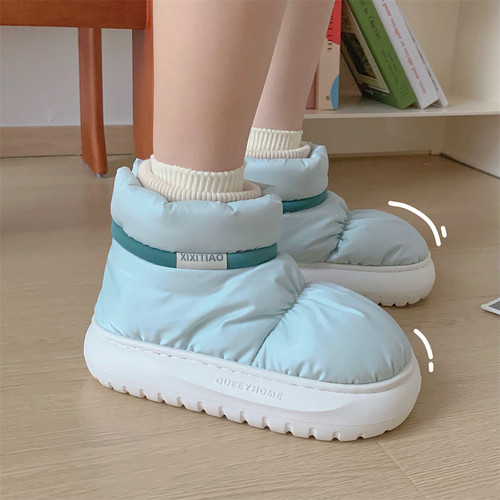 细细条防水羽绒布加绒时尚雪地靴