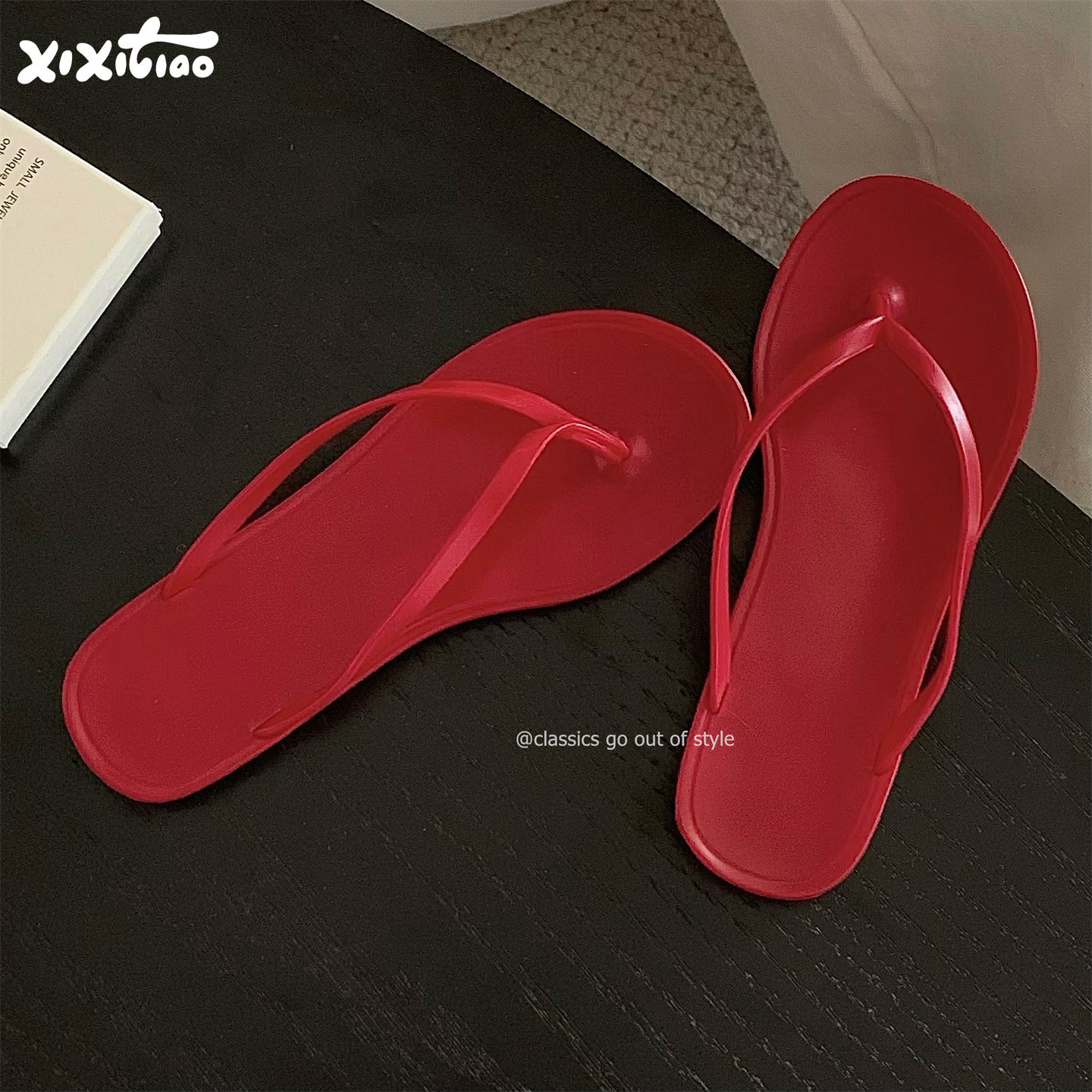 细细条 防滑夹脚简约时尚水晶红色人字拖女平底网红海边沙滩鞋夏,居家布艺,居家凉拖/凉鞋,淘宝优惠券,粉丝福利购,淘宝优惠卷