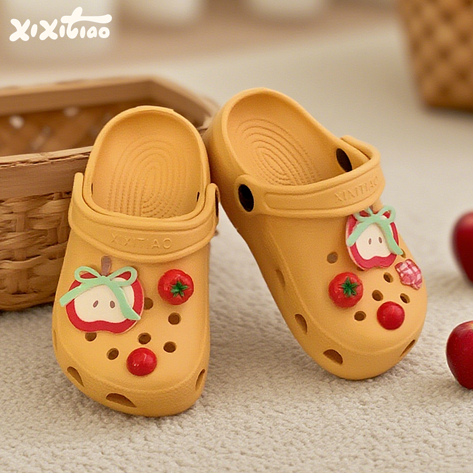 可爱红苹果diy儿童足弓洞洞鞋