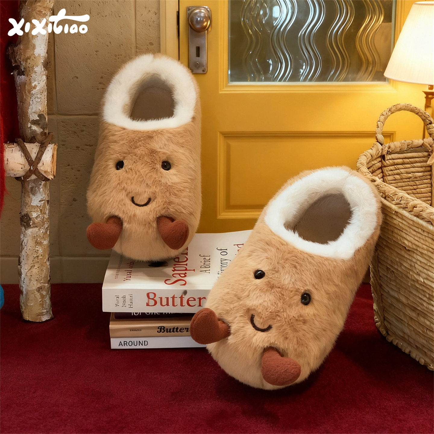 亲子可爱土豆居家防滑棉拖鞋