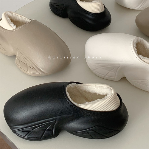 细细条情侣潮牌百搭厚底棉拖鞋