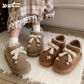 细细条少女心蝴蝶结可爱小熊时尚 雪地靴女冬季 厚底防滑保暖棉靴