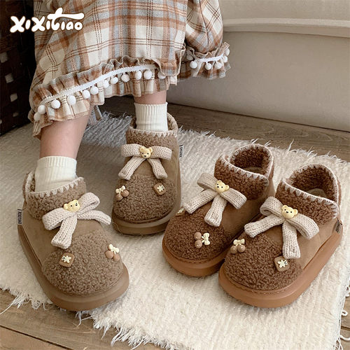 少女心蝴蝶结可爱小熊时尚雪地靴