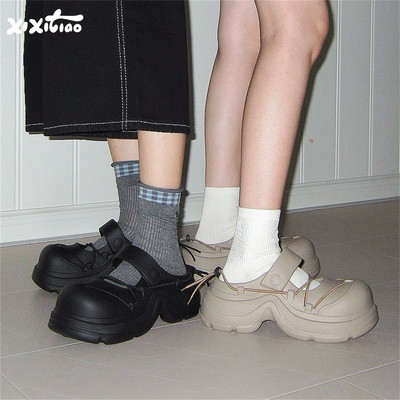 夏季厚底时尚街头风系带半拖鞋