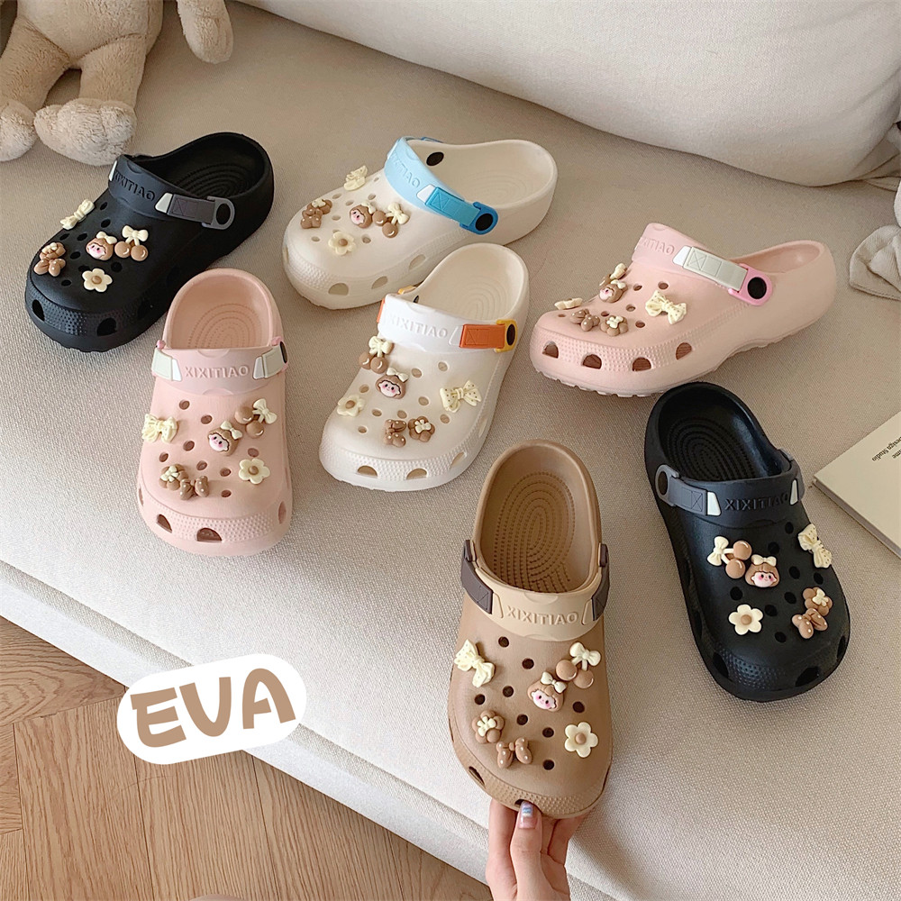 细细条夏季情侣拖鞋EVA踩屎感网红学生外穿卡通软底女士洞洞鞋男