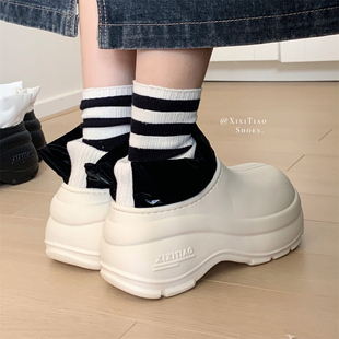 短筒棉鞋 细细条防水雪地靴ins潮女士街头风时尚 撞色保暖增高冬季