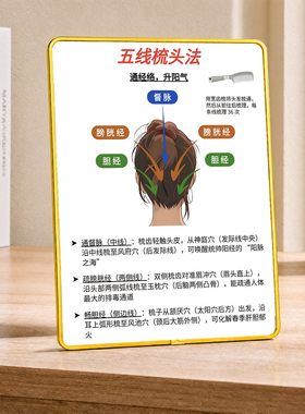 五线梳头法美容院店内项目宣传桌面摆件通经络升阳气
