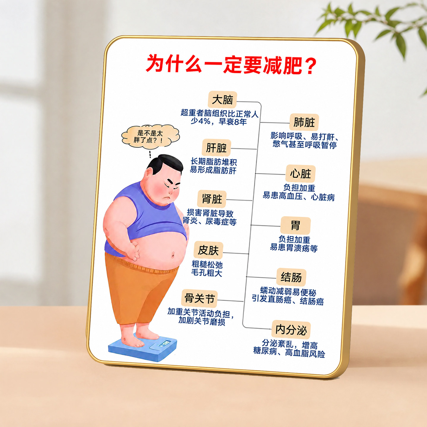 为什么一定要减肥提示摆台自律减肥提醒客厅桌面装饰摆件