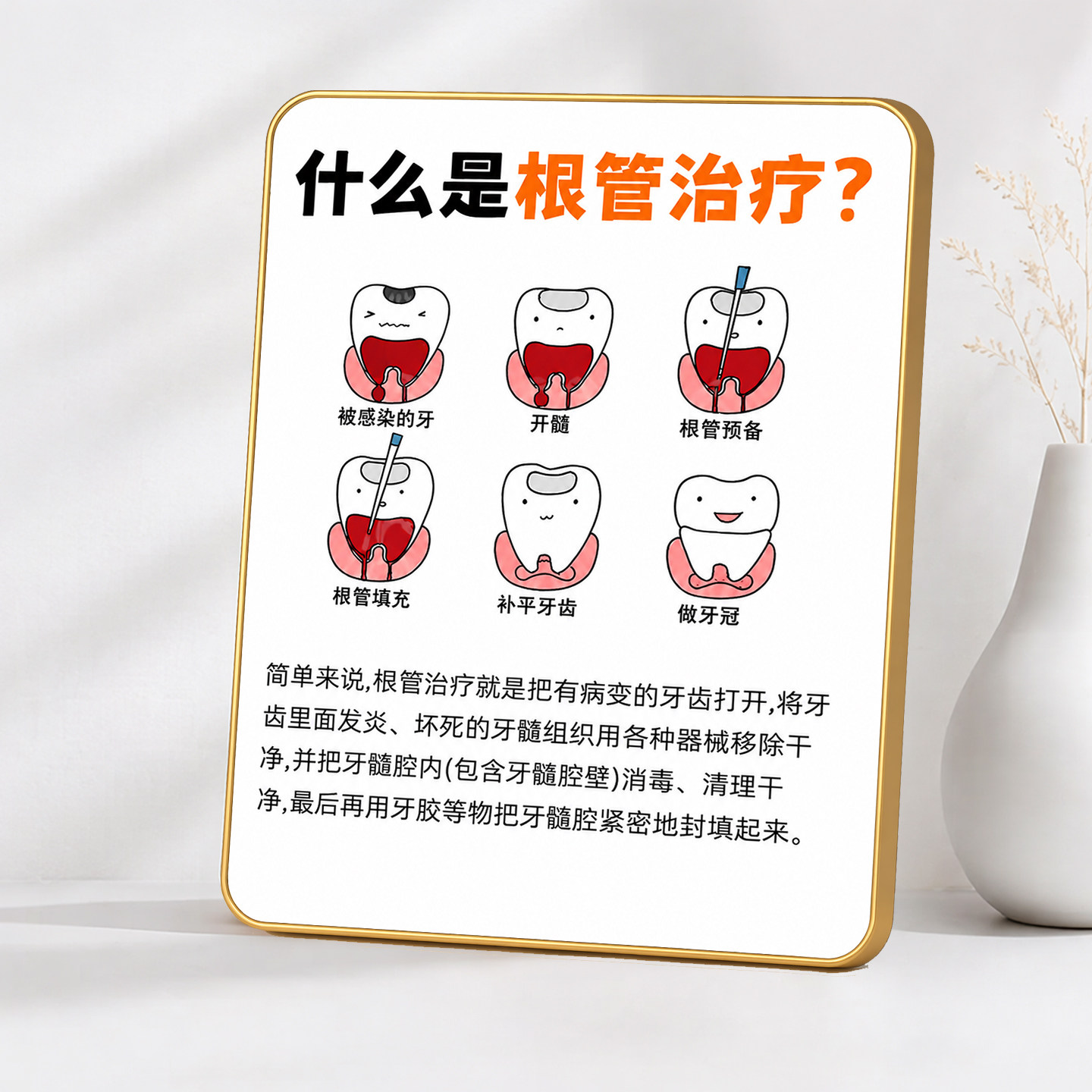 牙科门诊什么是根管治疗科普展示装饰摆件