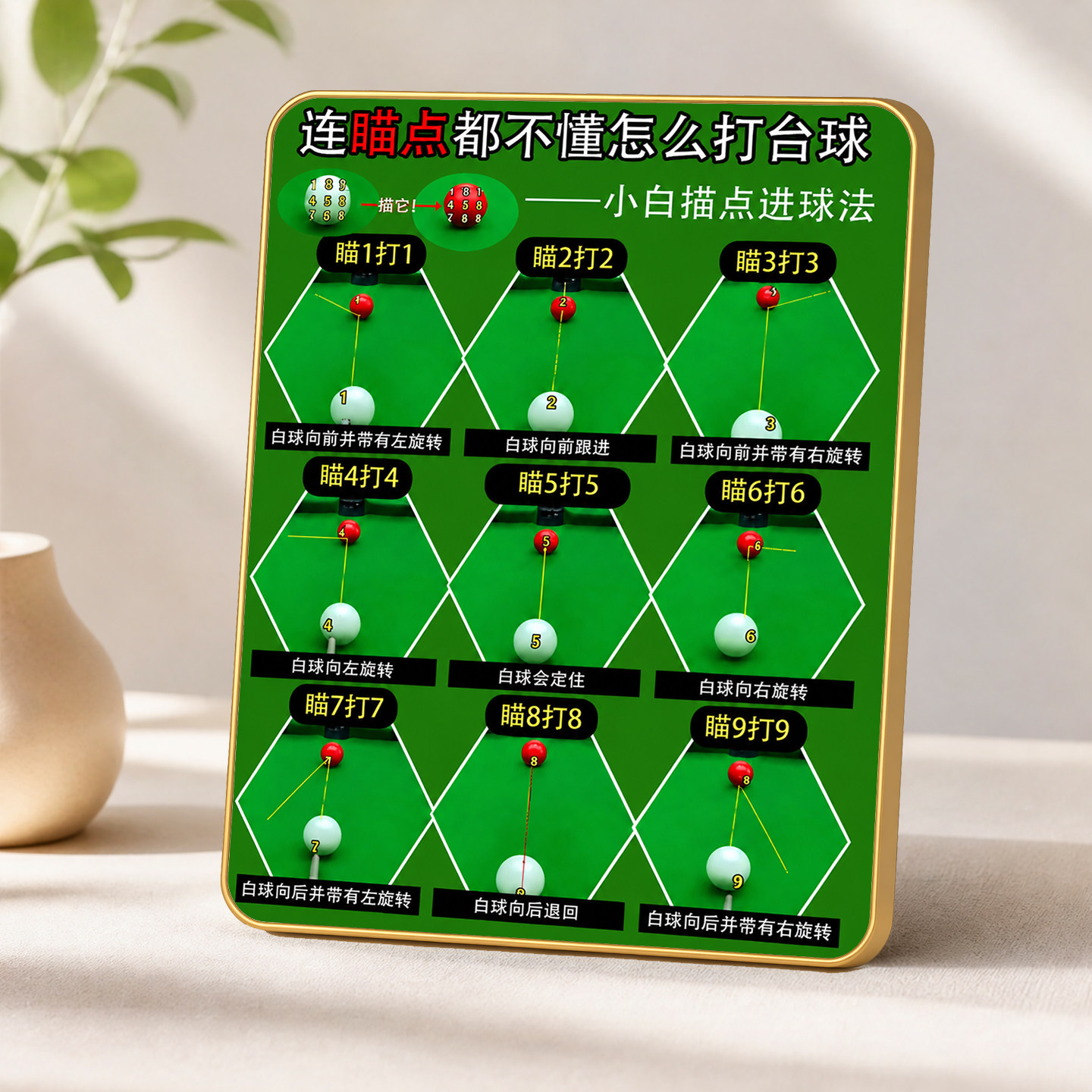 台球小白瞄点进球法装饰摆件台球装饰摆件
