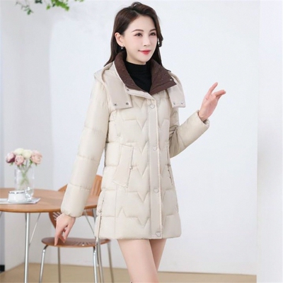 棉服女2025冬季新款修身显瘦洋气时尚保暖免洗防寒中长款羽绒棉袄