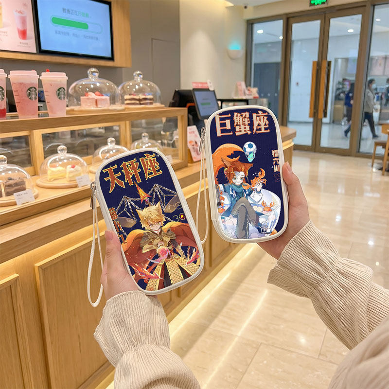 奇喵君十二星座猫小九数据线收纳包手机充电器大容量移动硬盘有线耳机充电宝保护套u盘收纳盒充电线收纳袋u盾