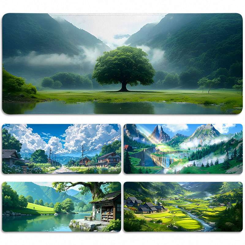 绿色护眼ins风景鼠标垫超