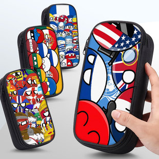 波兰球笔袋ch国拟五常小学生文具盒初中生铅笔盒大容量儿童女生男孩2026新款超火网红爆款男生文具铅笔袋学生