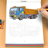 儿童线稿描摹本手绘素材坦克机甲勇士工程车白描填色本画画涂色本