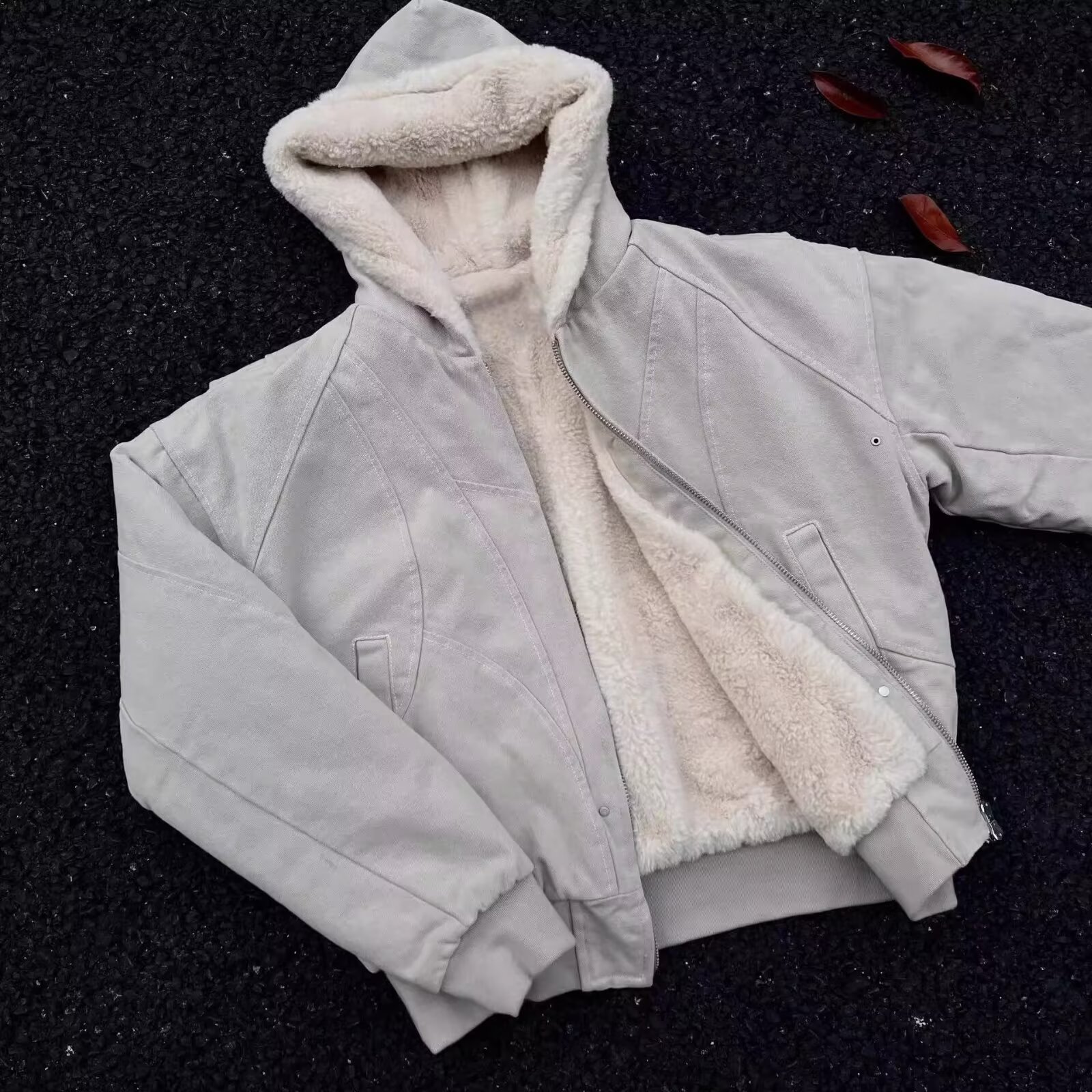 美拉德外套男女秋冬季重磅帆布水洗宽松百搭休闲连帽夹克上衣潮