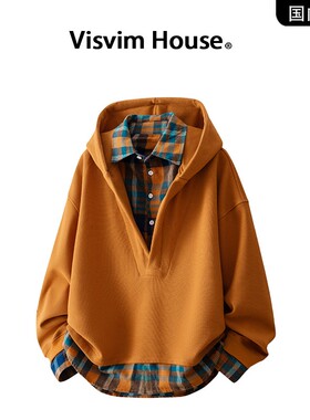 品牌现货撤柜】VISVIM WINGS春秋季新款假两件连帽华夫格卫衣男潮