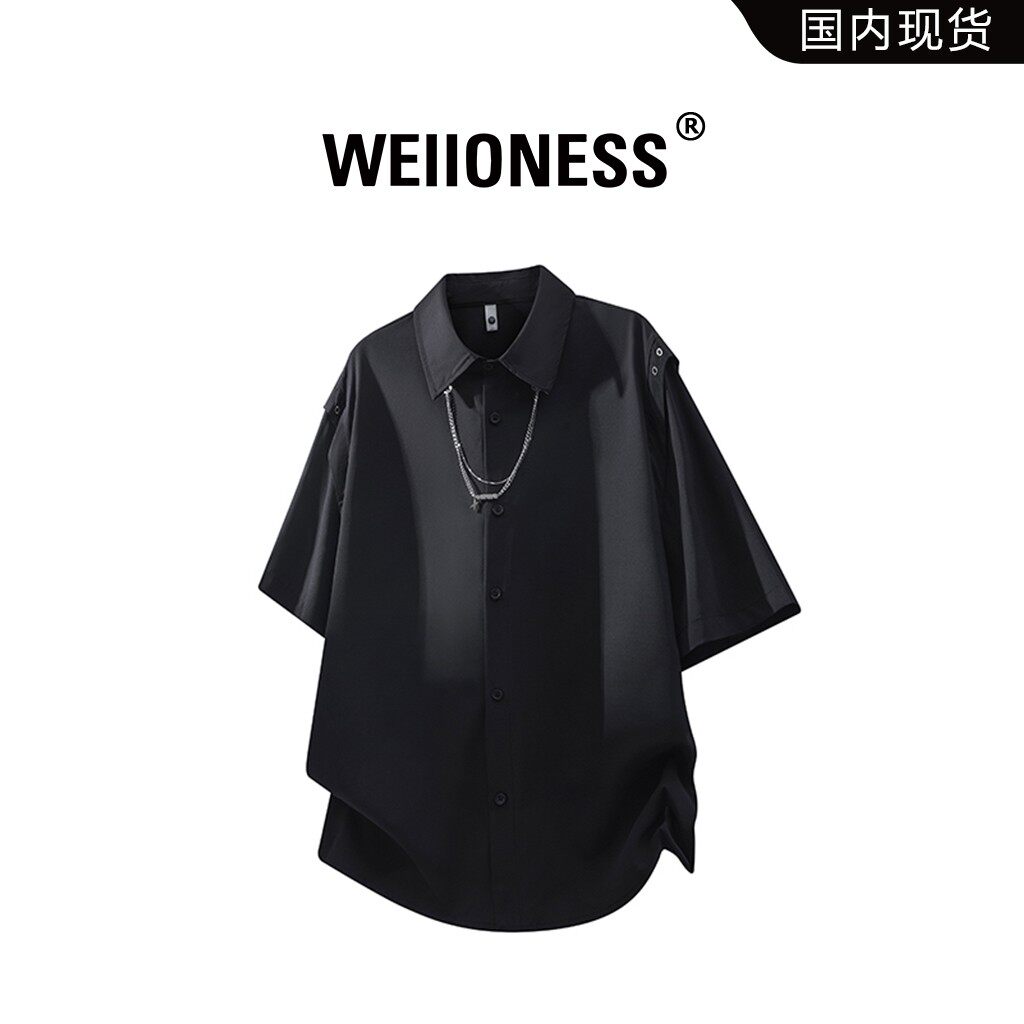 WEIIONESS美潮短袖T恤男2026春夏季新款宽松翻领上衣休闲时尚男装